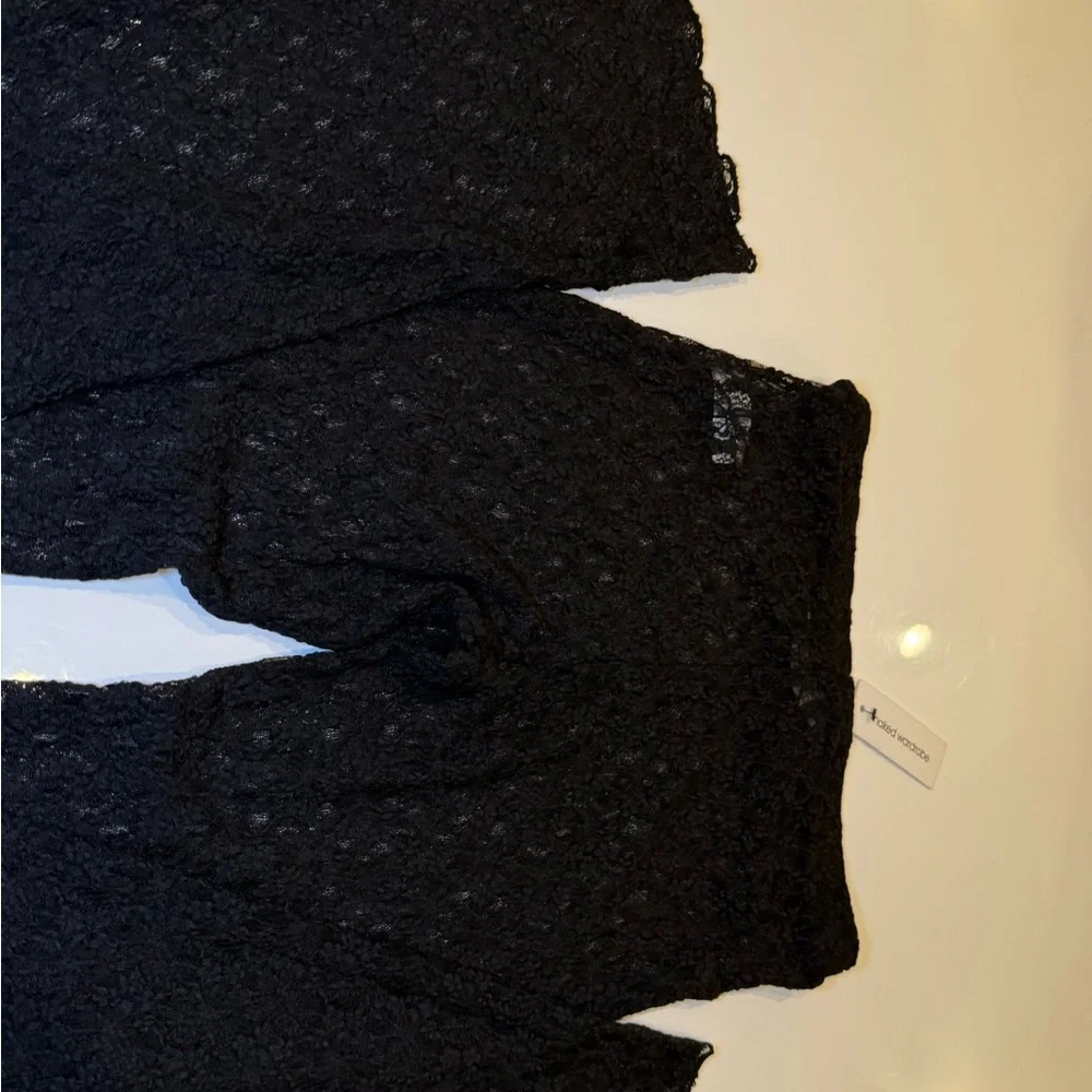 Naked Wardrobe🖤 Black Stretch Lace straight leg pants | small | NWT - Picture 12 of 15